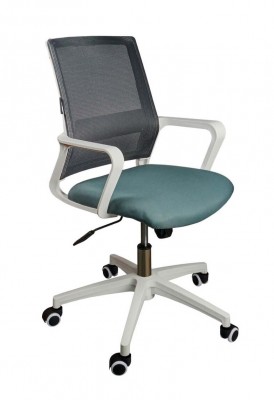 Кресло офисное Бит LB белый пластик/серая сетка/темно серая ткань