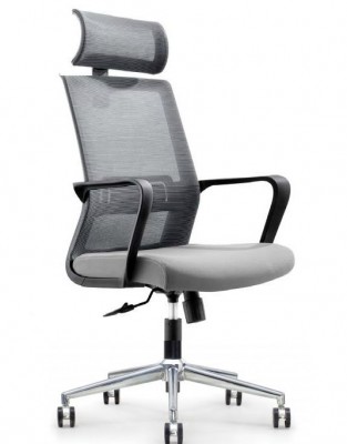 Кресло офисное Интер серая сетка/серая ткань