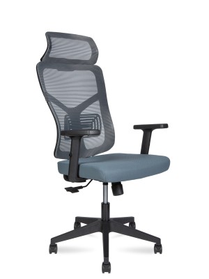 Кресло офисное Asper черный пластик/серая сетка/серая ткань