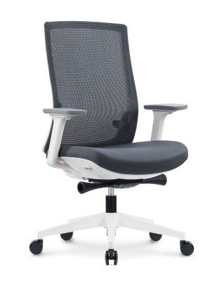 Кресло офисное Ruby LB белый пластик/серая сетка/серая ткань