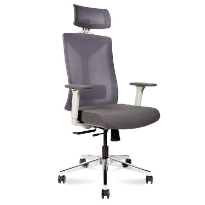 Кресло офисное Бостон SL серая сетка/серая ткань/серый пластик/хром крестовина