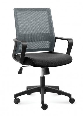 Кресло офисное Бит LB черный пластик/темно-серая сетка/черная ткань