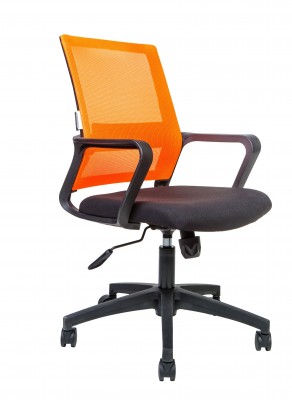 Кресло офисное Бит LB черный пластик/оранжевая сетка/черная ткань